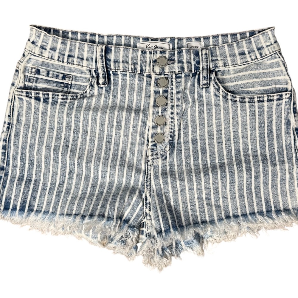 KanCan Signature High Rise Striped Stretch Shorts